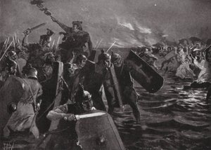O ataque romano a Anglesea (litografia) de John Harris Valda