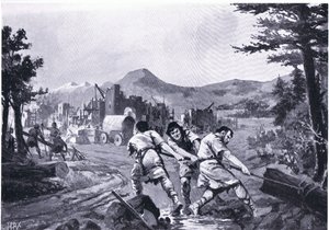 Montanheses Wallachian fundando uma cidade no século IX, da História das Nações de Hutchinson de John Harris Valda