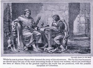 Enquanto na prisão Marco Polo ditava a história de suas aventuras, c.1950