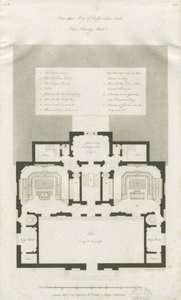 Stafford - planta do andar principal do Shire Hall: gravura, nd [1794-1798] (impressão) de John Harvey