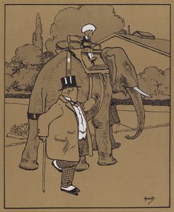 "Ele chamou ao elefante uma besta burra, ou algo assim" (cor litho) de John Hassall