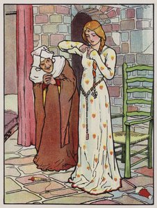 Rosanne espeta a mão com o fuso (lito colorido) de John Hassall