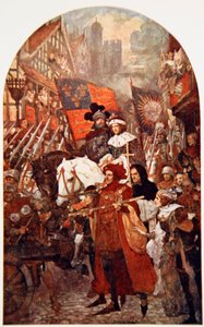 Banda marchando em apoio de Eduardo IV na Batalha de Barnet de John Henry Amshewitz