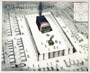 O Tabernáculo no Deserto e o plano do acampamento, publicado em 1850 (litografia colorida) de John Henry Camp