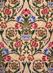 Single Stem Wallpaper Design, 1905 (impressão em xilogravura a cores sobre papel) de John Henry Dearle