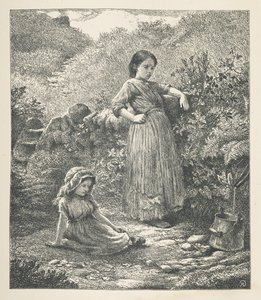 Placa 16. Duas jovens raparigas. Fotografias da Natureza. Uma série de trinta ilustrações originais desenhadas em madeira por J. H. Dell, e gravadas por R. Paterson. John Henry Dell