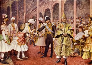 A durbar (cor litho) de John Henry Frederick (after) Bacon