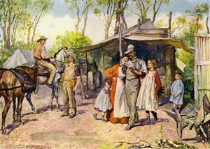Entrega de cartas no mato australiano (cor litho) de John Henry Frederick (after) Bacon