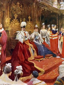 O Rei abre o Parlamento (cor litho)