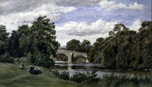 Ilkley Bridge (aguarela sobre papel) de John Henry Leonard