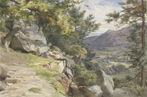 Vista de Craig-y-Barns, Dunkeld, Olhando para o Sul, 1855 (wc e bodycolour no papel)