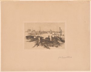 Porto com barcaças de John Henry Twachtman