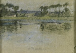 Árvores do outro lado do rio de John Henry Twachtman