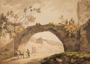 An Archway in Italy, c.1798 (aquarela com caneta e tinta no papel) de John Herman Merivale