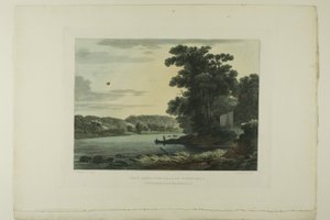 Vista acima das Cataratas de Schuylkill, placa três do primeiro número de Vistas pitorescas do cenário americano
