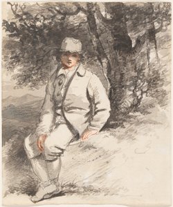 Um jovem rapaz sentado debaixo de uma árvore de John Hoppner
