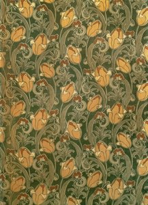 Tulipas, desenho para The Silver Studio, c.1898 (impresso aveludado) de John Illingworth (attr. to) Kay