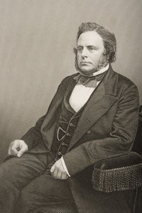 John Bright (1811-1889), gravado por DJ Pound de uma fotografia, de "A Sala de Estar de Personagens Eminentes, Volume 2", publicado em Londres, 1860 (gravura)