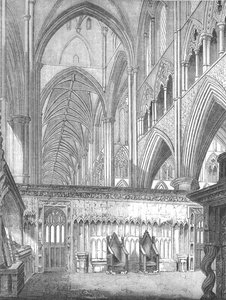 The Nave, Abadia de Westminster, olhando para oeste da Capela de St. Edwards, 1845
