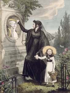 O cemitério de Pere Lachaise, impresso pelo bar Charles Joseph Hullmandel (1789-1850). 1822 (gravura a cores)
