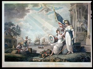 América guiada pela sabedoria, 1815 gravada por Benjamin Tanner (1775-1848) de John James after Barralet