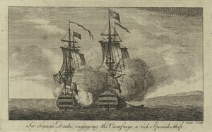 Sir Francis Drake enfrenta o "Cacafuego", um rico navio espanhol