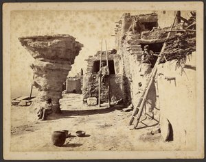 Rocha da dança no pueblo de Walpi, Arizona de John K. Hillers