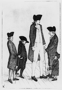 Byrne, o gigante irlandês, o Sr. Watson, o Sr. McGowan, o Sr. Fairholme e Geordie Cranstoun, 1784 de John Kay