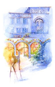 West Elm no Natal, 2016, (aquarela) de John Keeling