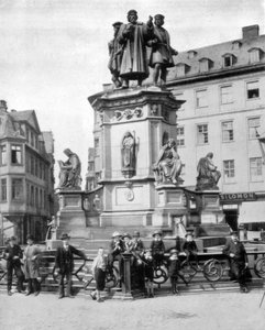 O monumento de Gutenberg, Frankfurt, Alemanha, final do século XIX