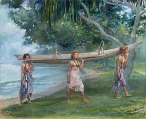 Girls Carrying a Canoe, Vaiala em Samoa, 1891.