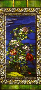 Peónias ao vento com bordaduras Kakemono de John La Farge