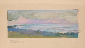 A Ilha de Moorea Olhando através do Estreito do Taiti, janeiro de 1891, 1891. de John La Farge