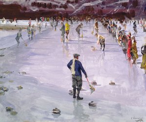 Curling in Wengen (óleo sobre tela)