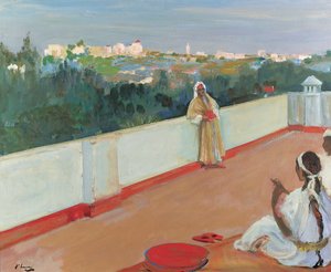 Noite no topo da casa, Tânger (óleo sobre tela) de John Lavery