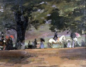 Rotten Row, Hyde Park No.1 (óleo sobre tela colocado a bordo) de John Lavery