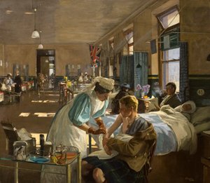 Os primeiros feridos no Hospital de Londres, agosto de 1914 de John Lavery