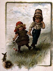 Jack e Jill, de um livro ilustrado de rimas infantis de John Lawson