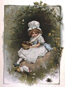 A pequena Miss Muffet, de um livro ilustrado de rimas infantis de John Lawson
