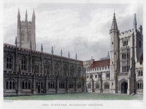 O claustro, Magdalen College, Universidade de Oxford, século XIX.