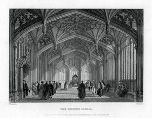 A Escola da Divindade, Oxford, 1837. de John Le Keux