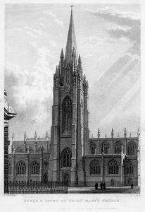 Torre e pináculo da Igreja de Saint Marys, Oxford, 1833.