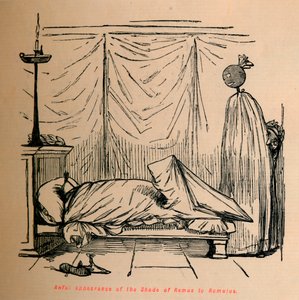 Aparição terrível da sombra de Remus a Romulus, 1852 de John Leech