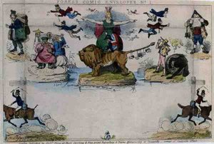 Caricatura do Envelope Mulready, pub. por Messrs Fores de John Leech