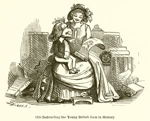 Clio instruindo o jovem leão britânico na história