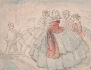 Crinolinas junto ao rio de John Leech