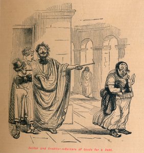 Devedor e credor - apreensão de mercadorias por dívida, 1852 de John Leech