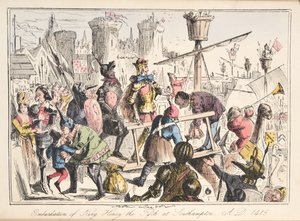 Embarque de Henry V. em Southampton, AD 1415, da The Comic History of England, pub. 1864 (gravura colorida à mão) de John Leech