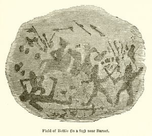 Campo de batalha (em um nevoeiro) perto de Barnet