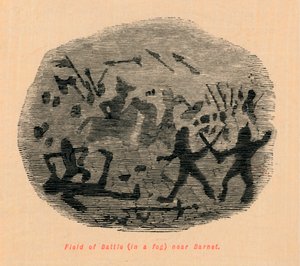 Campo de batalha em um nevoeiro perto de Barnet, de John Leech
